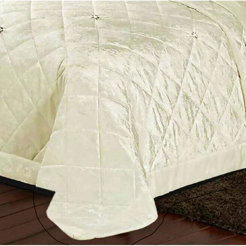 Velvet Bedspread with Pillow Shams, Beige, Super King Bedspread+ 2 Standard Shams
