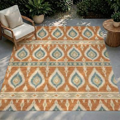 Tapis géométrique Shuana ACN3070 lavable à la machine pour intérieur/extérieur