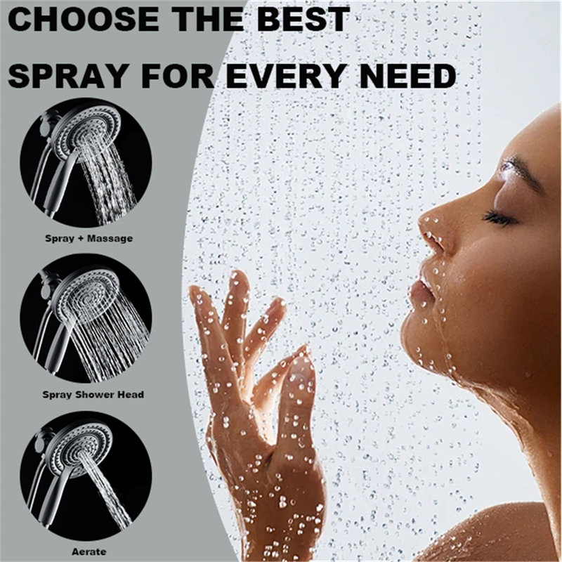Dual-Function Shower Head With Diverter & Anti-Clog Nozzles – 60" Hose Included, Chrome