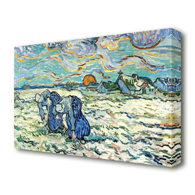 Two Digging A Grave In The Snow by Vincent Van Gogh - Wrapped Canvas Painting