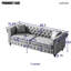 Ensemble canapé 3+3 places, canapé Chesterfield moderne du milieu du siècle, revêtement en tissu technique, canapé à accoudoirs roulés en tissu de haute technologie avec 4 coussins-12145577