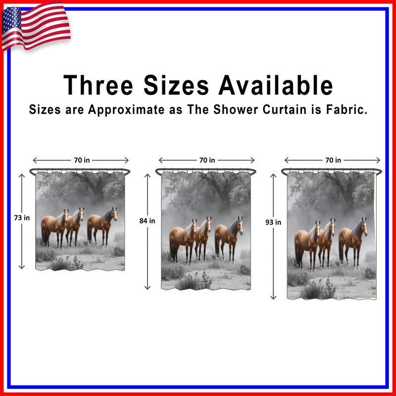 Rideaux de douche Three Horses In Forest, L 70 po x H 93 po