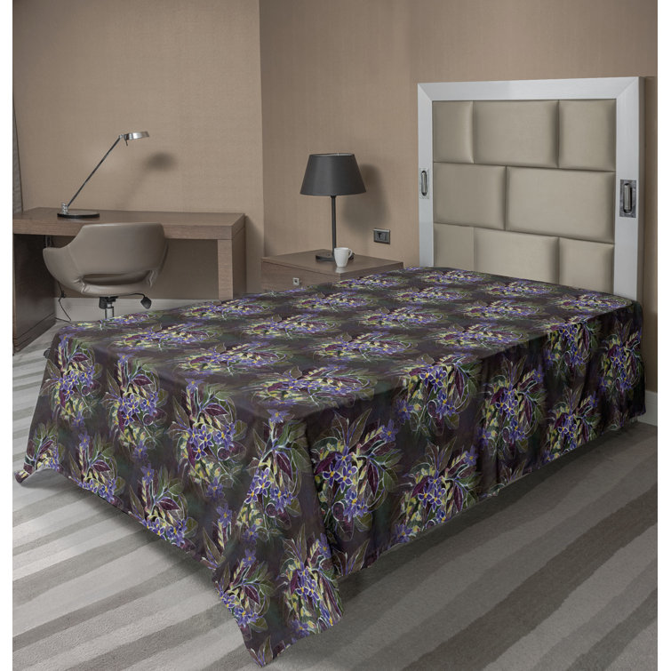 Drap plat à motif floral bohème Ambesonne