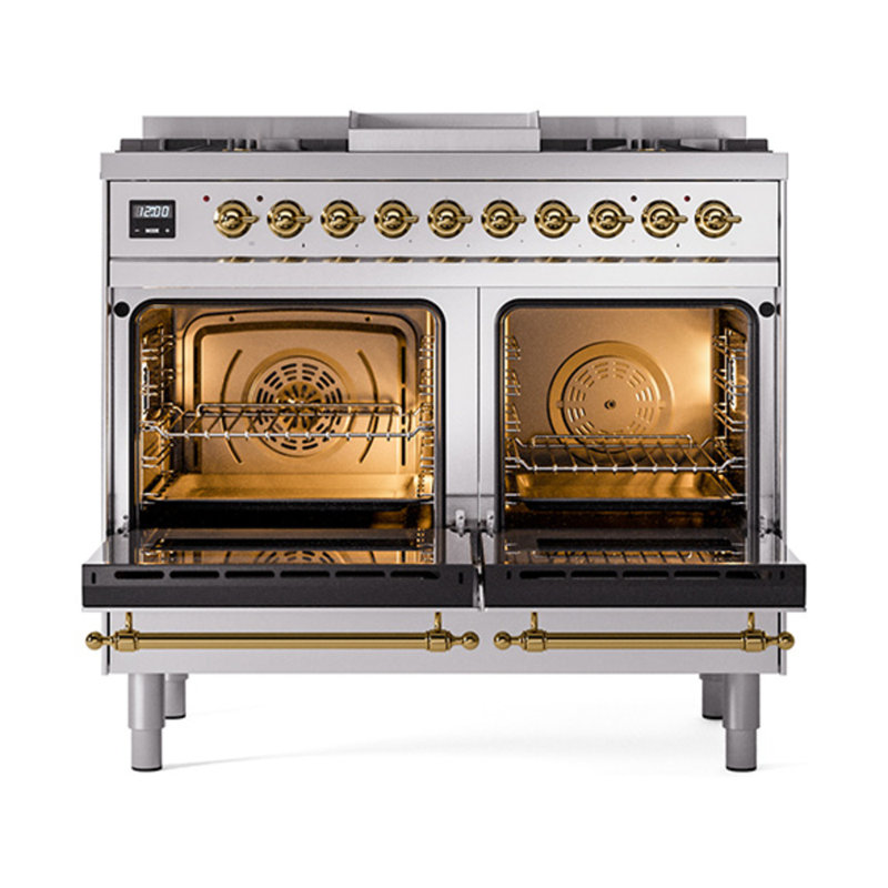 ILVE Nostalgie II Noblesse 40 po à double carburant, Propane liquide, Stainless Steel/Brass