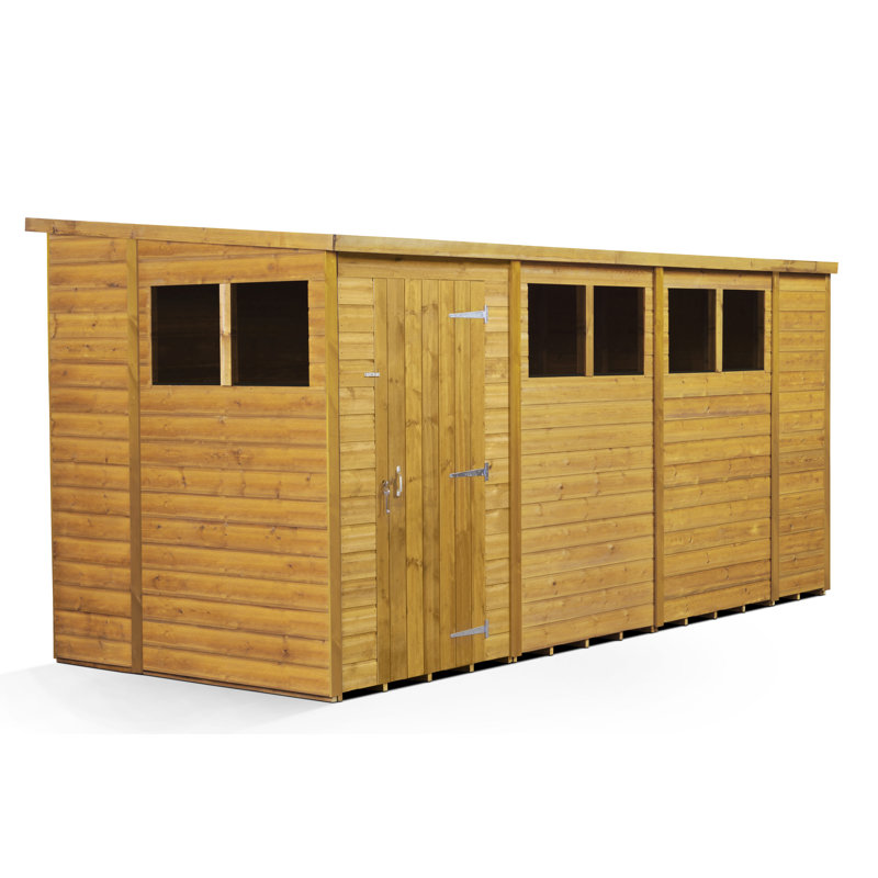 Modular Pent Garden Shed 14X6 With Windows