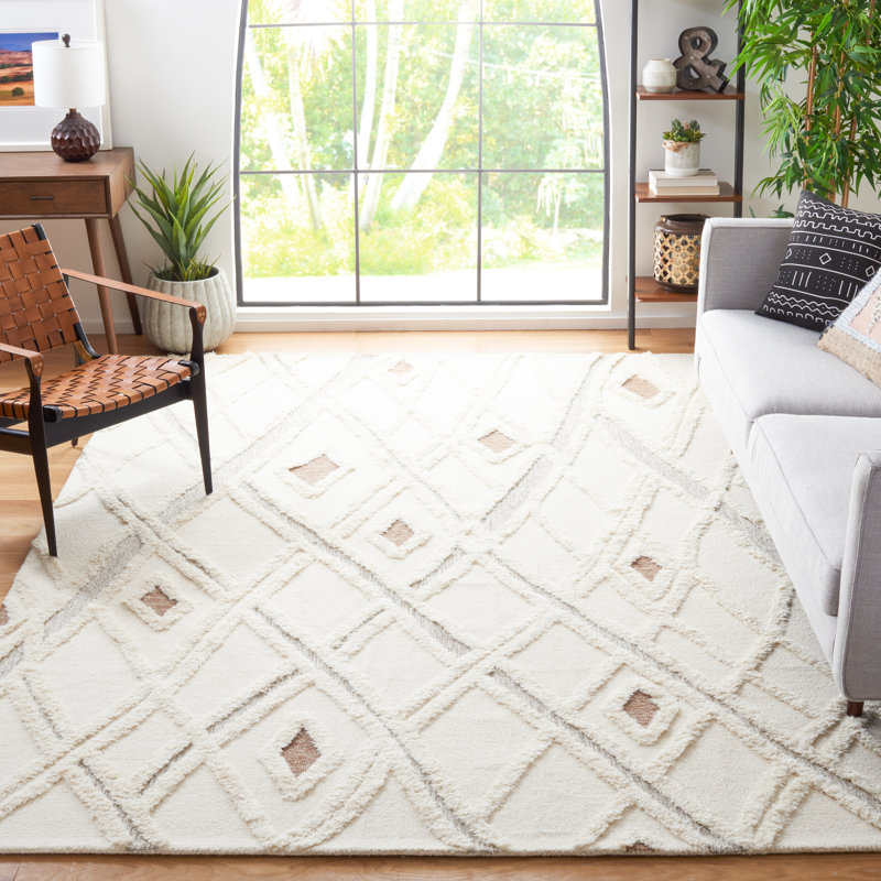 Adleigh Striped Wool Hand Tufted Area Rug, Rectangle 243.84 x 304.8cm