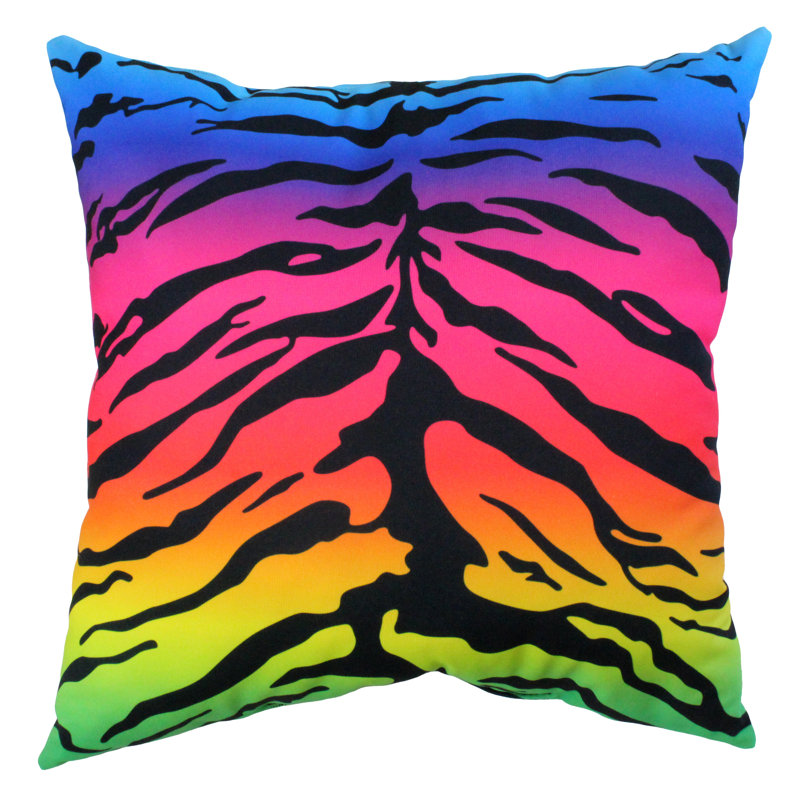 Animal Print Reversible Throw Pillow, Rainbow Gradient