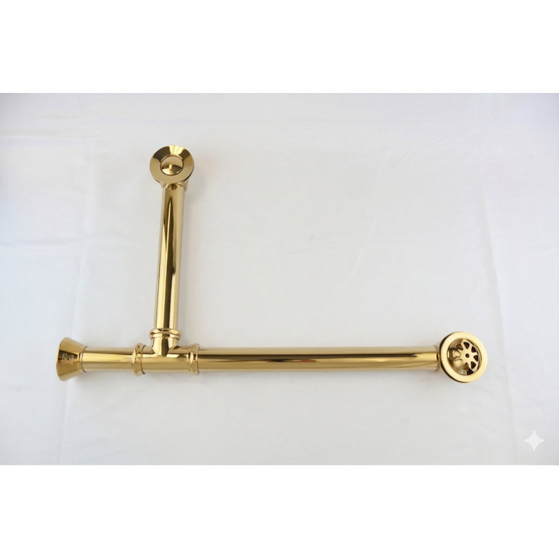 Chain and Stopper Waste and Overflow Tub Drain P0007TE by Strom Living, Unlacquered Polished Brass