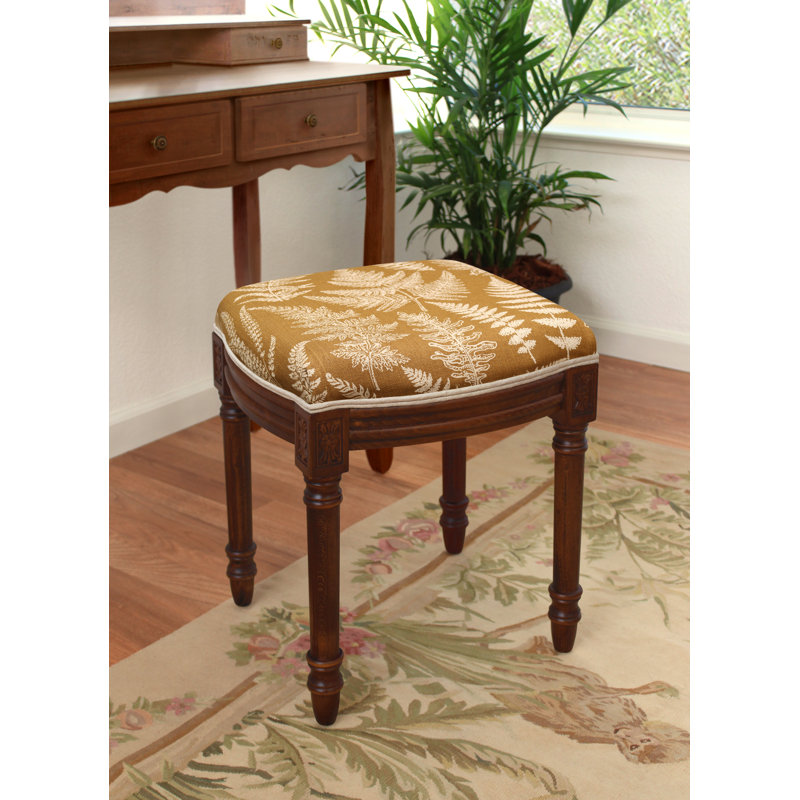 Tabouret de coiffeuse en lin Camiah Cathay, Caramel, Noyers