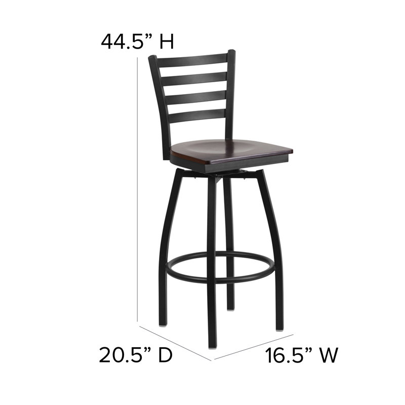 Lomonaco Swivel Counter Stool with Metal Frame, Walnut