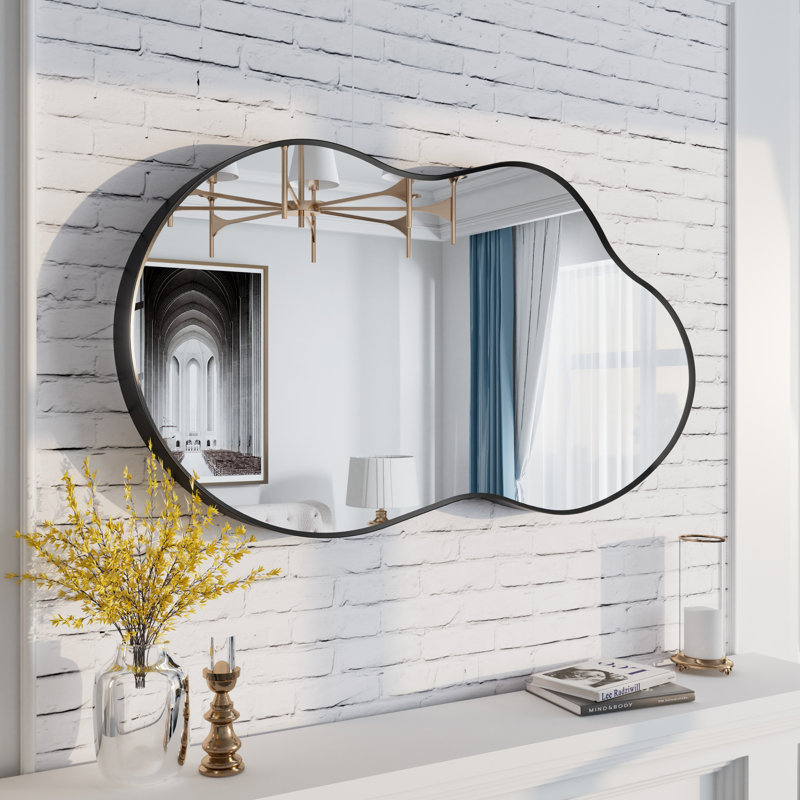 Miroir mural Amara, 36 po x 20 po, Noir mat