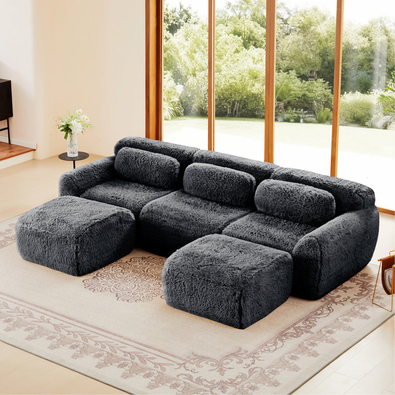Canapé d'intérieur rembourré, canapé en U avec fond antidérapant pour chambre à coucher, bureau et cinéma maison, DARK GREY