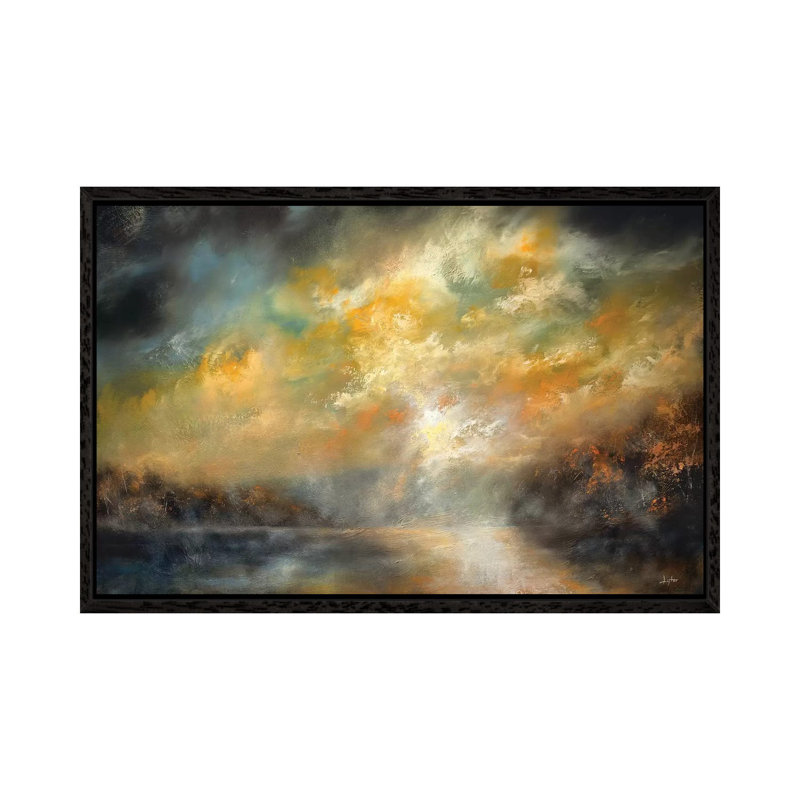 The Waters Of The Blue Juniata by Christopher Lyter - Painting on Canvas, Black Framed Canvas