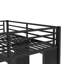 Très grand lit simple au-dessus de très grand lit simple avec garde-robe intégrée, lit superposé en métal avec bureau pliable, noir