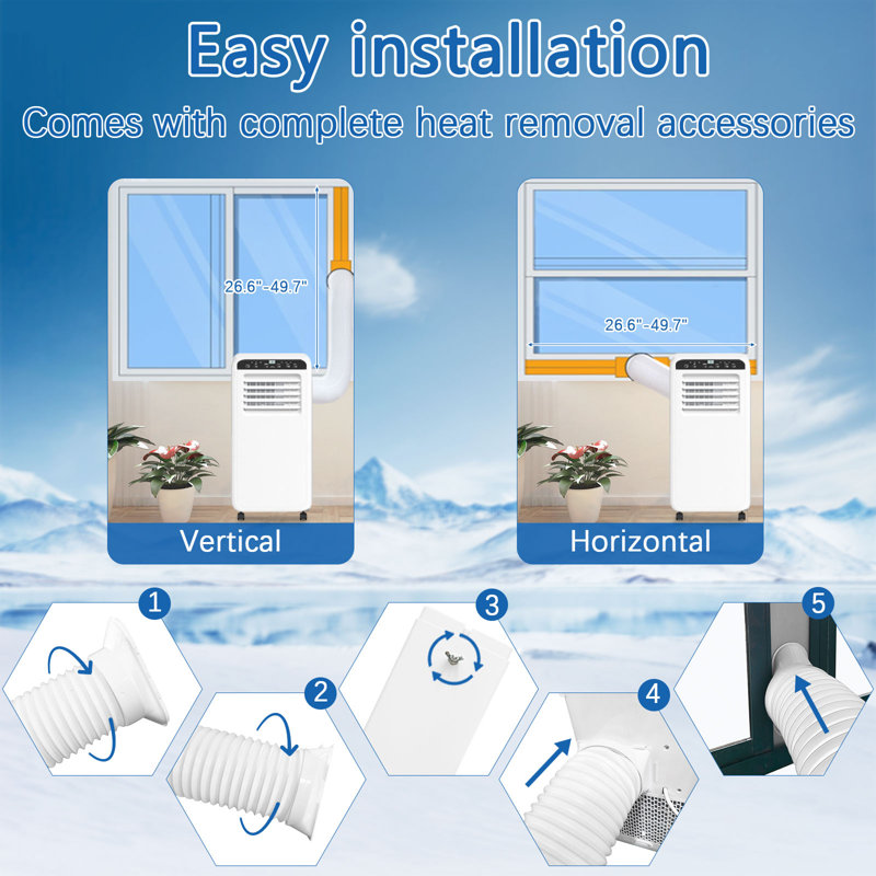 8000Btu Portable Air Conditioner, 3-In-1 Free Stand Smart Cooling Ac Unit With Dehumidifier, Fan, Cools Room Up To 400 Sq.ft, 24H Timer, Installation Kit