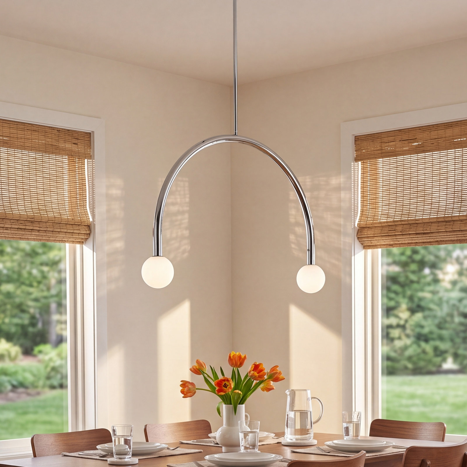 Rua 2-Light Chandelier, Chrome