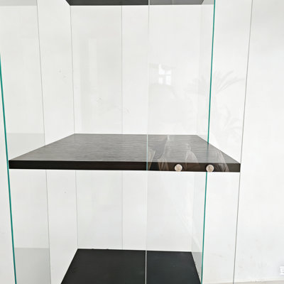 Rotatable Four-Layer Tempered Glass Display Cabinet,Liquor Cabinet,File Cabinet,Storage Cabinet,With Remote Control Paipai Lamp,Adjustable Feet,Be Placed In The Living Room,Kitchen,Corridor,Black