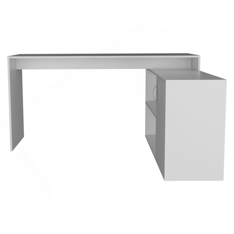 Bureau d'ordinateur moderne en L avec rangement ouvert et fermé - blanc, Blanc