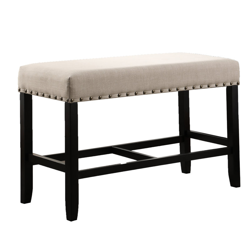 Tan Upholstered Dining Seat Bench, 25.5"H X 41"W 16.5"D, Solid Legs Blend Bench In Tan, Footrest Included, 16.5"D, Tan