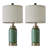 20"retro Green Resin Table Lamp Set Suitable For Living Room,bedroom,bedside Table Office