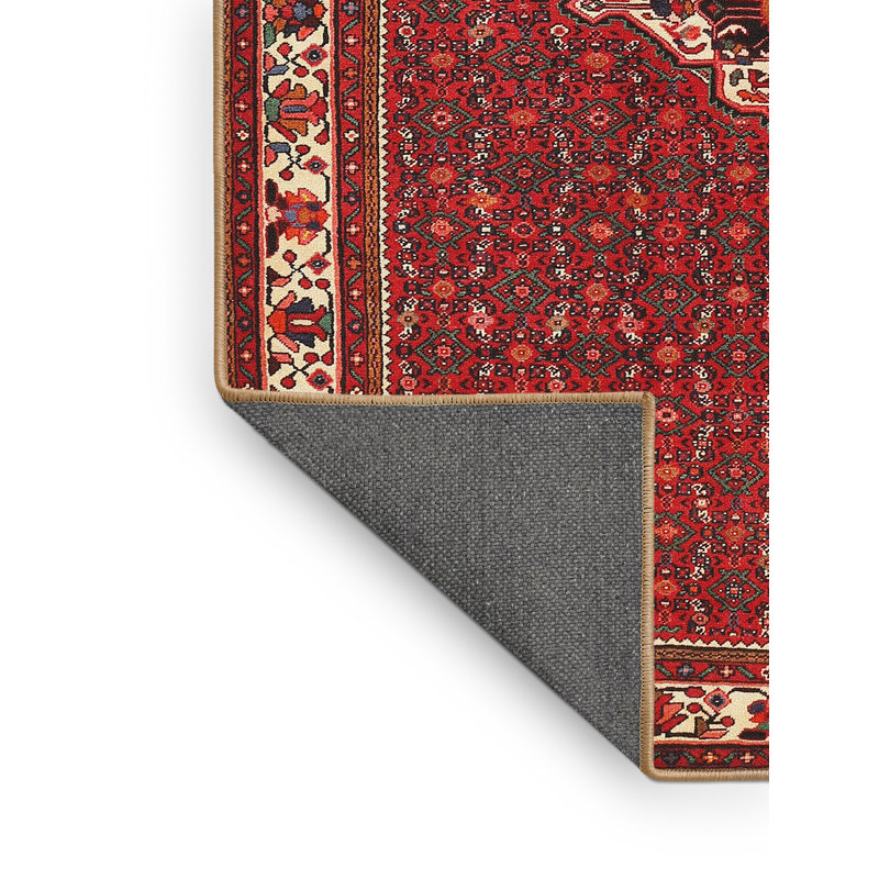 Tapis rouge/vert traditionnel Gertraud, Rectangle 6 pi x 9 pi