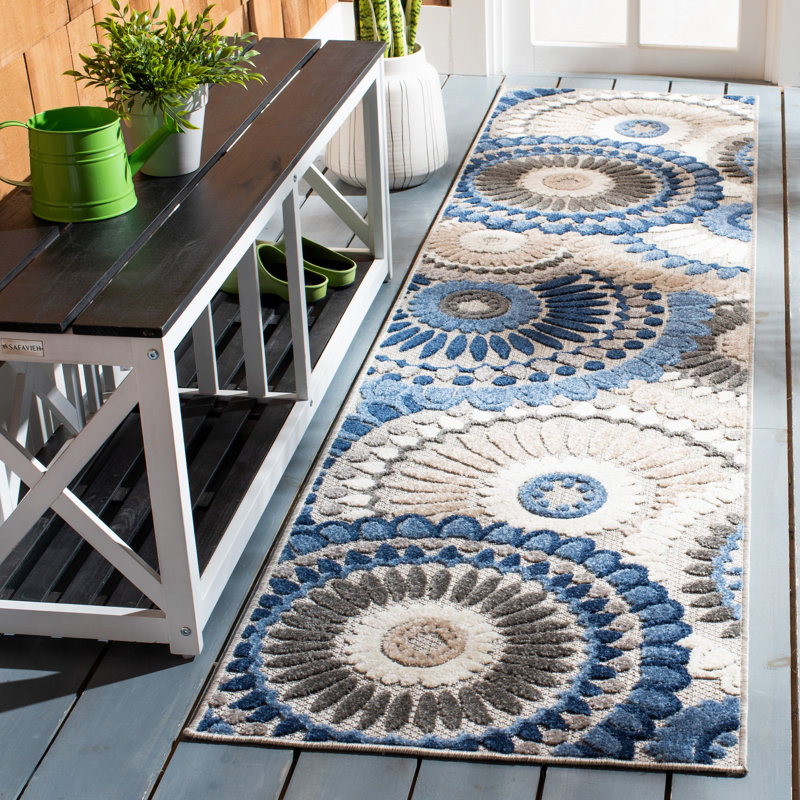 Tapis d'intérieur / extérieur à motif géométrique Delloyd Performance, Tapis de couloir 2 pi 2 po x 5 pi
