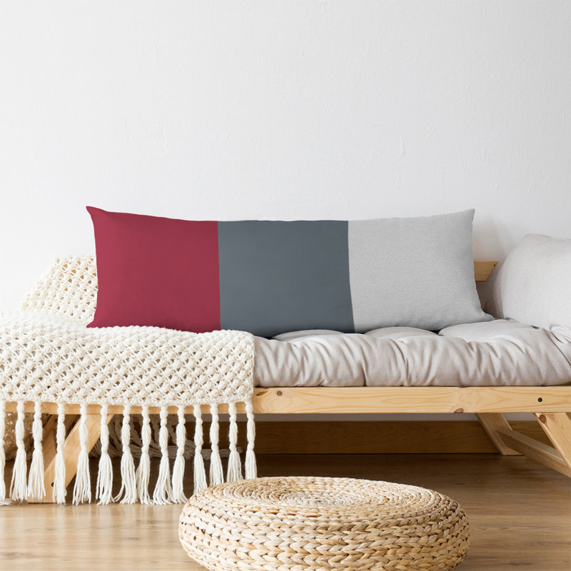 Polyester Medium Pillow, Red/Grey Middle, Aaru 