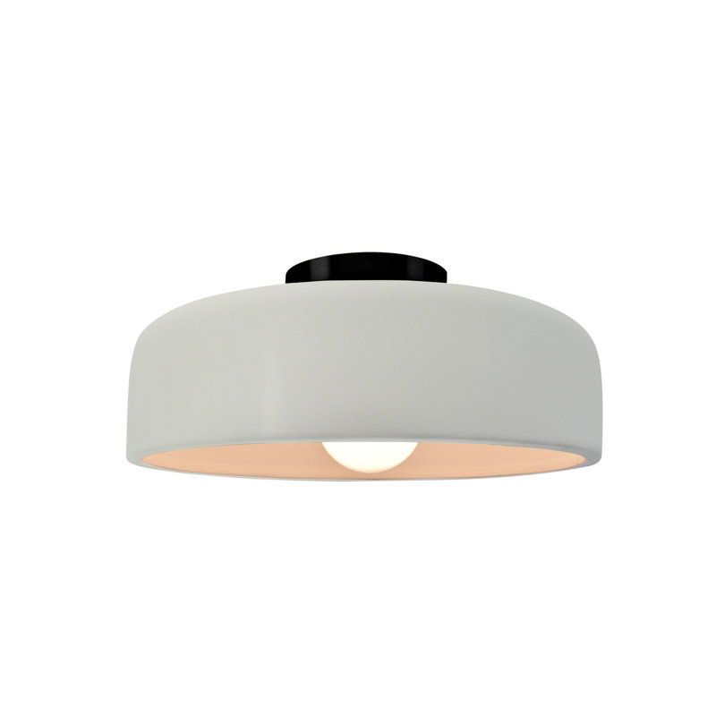 Radiance Ceramic Semi Flush Mount - Replaceable Bulb, Matte White, Matte Black, 6" H x 10" W x 10" D