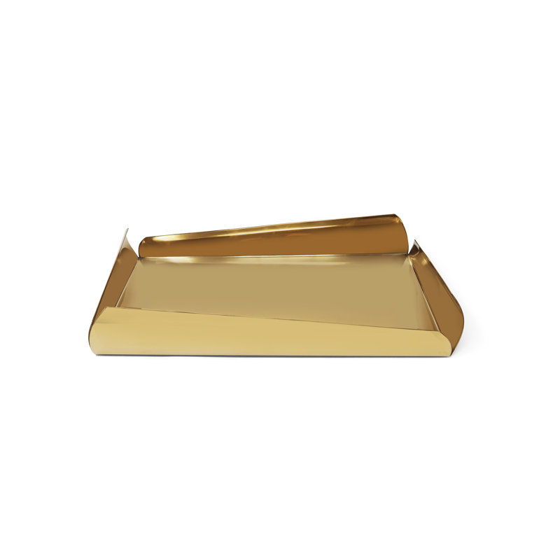 Plateau oblong Mercer41, H 1 po x l 13,75 po x P 7,5 po, Or