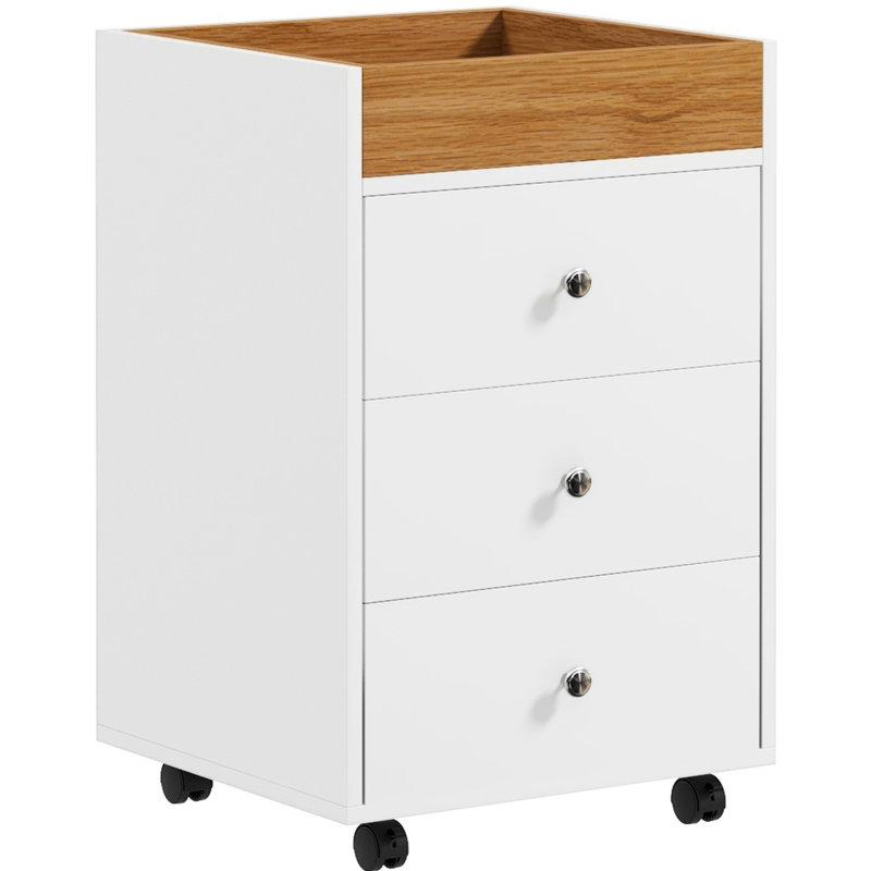 3 Drawer Cabinet - White, Under Desk With Removable Tray, Increases Storage And Work Efficiency Office Compact Practical For Home