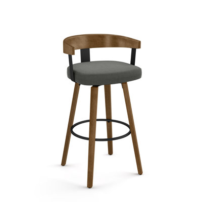 Tabouret de bar et de comptoir pivotant avec dossier en bois Calvion