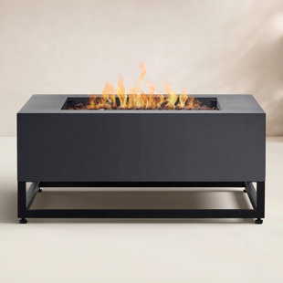 Real Flame Blake Square Fire Pit Table with Lid