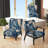 Vintage Botanical Autumn Leaves Faded Blue I - Upholstered Contemporary Side Chair, Botanical Abstract Accent Chair