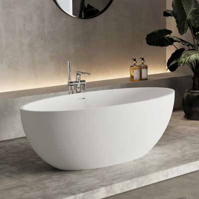 70,9 po X 30,7 po Baignoire de trempage plate autoportante à surface solide avec drain en blanc mat