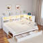 Lit de jour moderne avec 2 tiroirs de rangement, armoires de rangement, lumière DEL et ports USB-1812070646