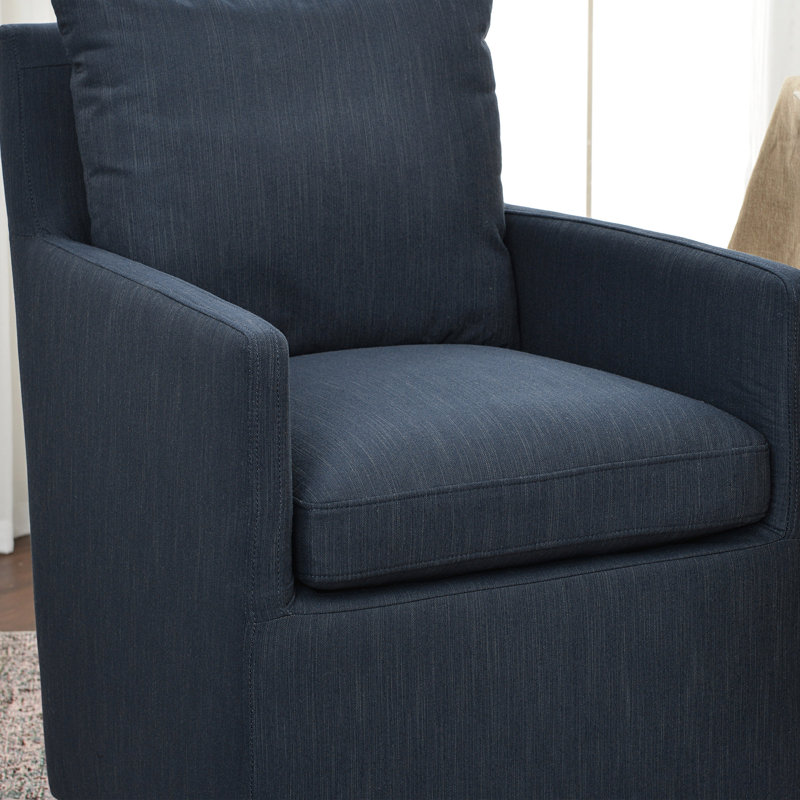 Cheryal 25" Wide Modern No Assembly Upholstered Linen Down Fill Dining Armchair with Interchangeable Casters & Fixed Feet 