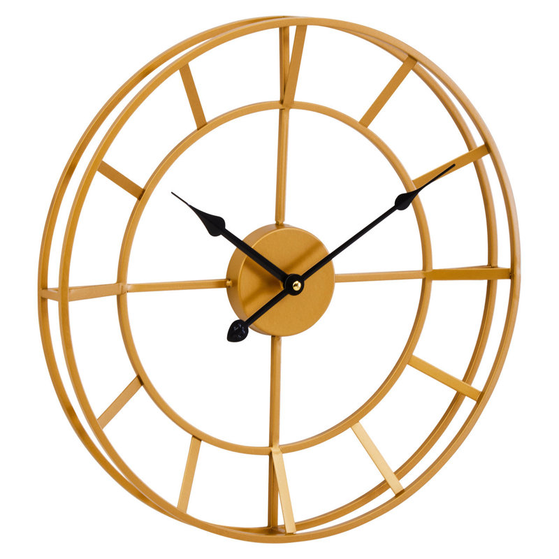 Nekoma Metal Wall Clock, Gold/Black, 40cm H x 40cm W x 5cm D 