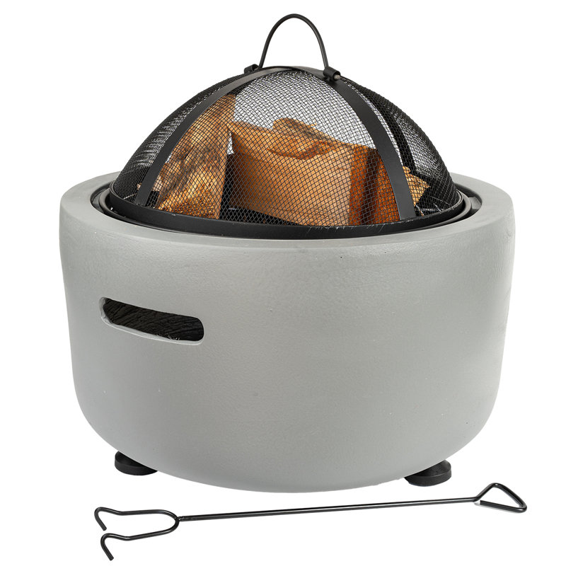 Barton Concrete 18" Round Charcoal/Wood Burning Fire Pit With Bbq Grate