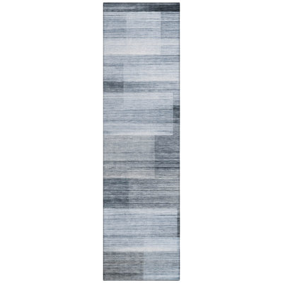 Machine Washable Indoor/Outdoor Xhevrie Denim Rug