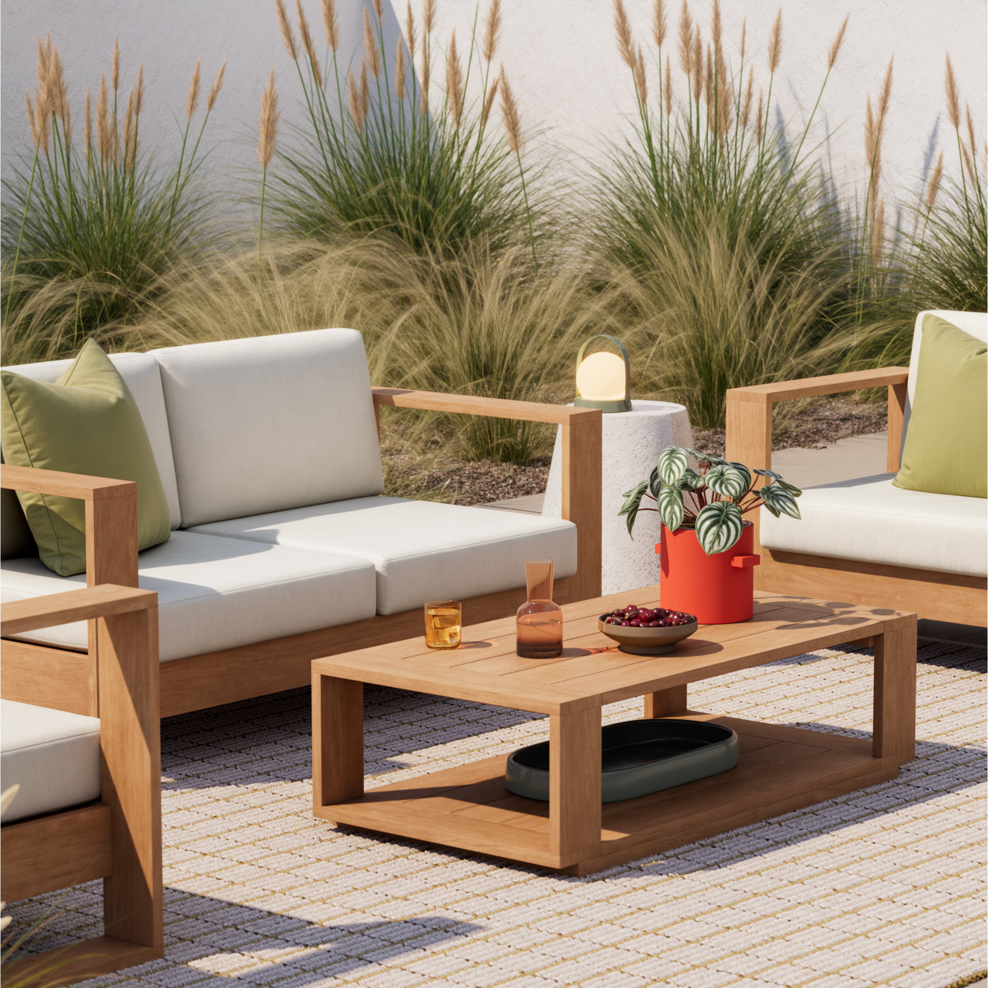 Shay 39" Outdoor Lounge Chair In Oiled Eucalyptus