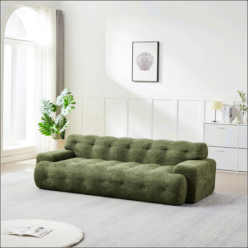 Canapé à accoudoirs carrés en chenille Cloud Series, capitonné, confortable et élégant, Vert