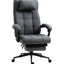 Fauteuil de bureau pivotant en tissu à haut dossier avec repose-pieds rétractable à hauteur réglable, appui-tête et accoudoir rembourré
