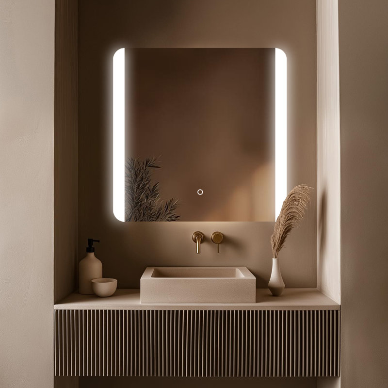 Miroir de salle de bain sans cadre rétroéclairé à DEL avec éclairage à intensité variable de 3 couleurs, miroir mural en verre trempé avec homologation UL Rohs ETL et garantie de 3 ans