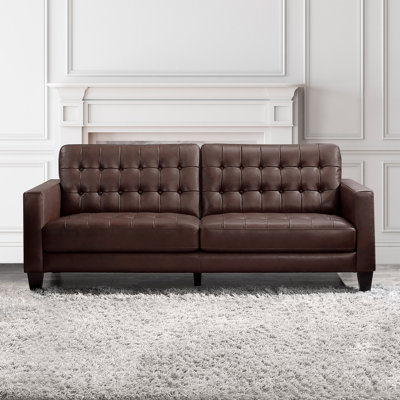 Alleghanyville 86" Genuine Leather Square Arm Sofa