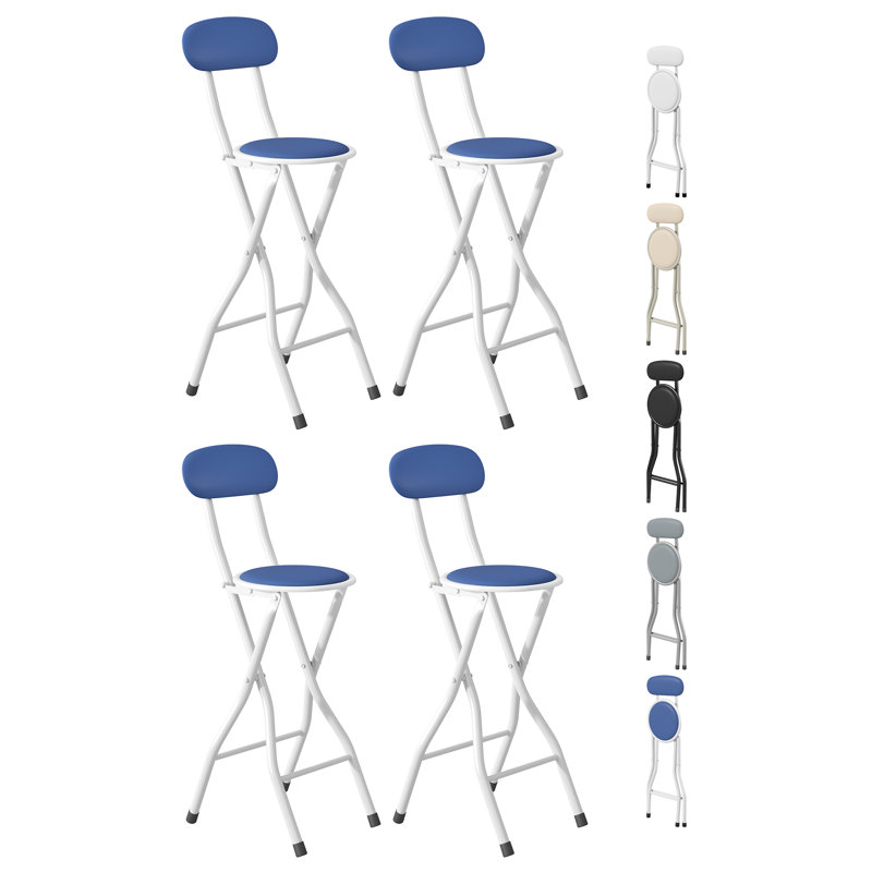 Upholstered Counter Stool with Metal Frame, Grey