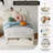 Twin Platform Bed with Velvet Upholstered Bookcase Headboard, Heavy Duty Steel Frame , White-644106616