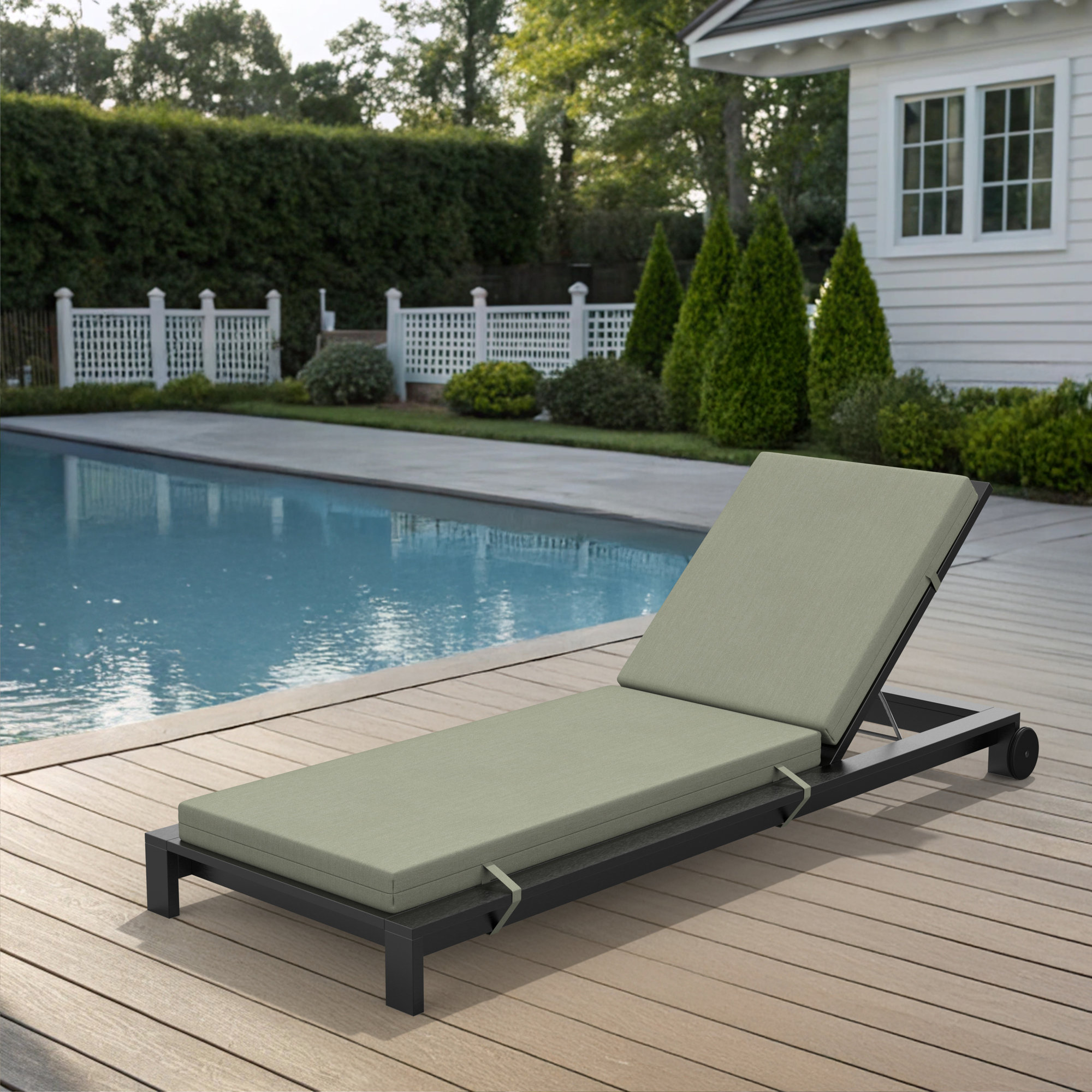 Lani Sunbrella® Outdoor Chaise Lounge Cushion, Sunbrella Canvas Seasalt, 21" W x 78" D