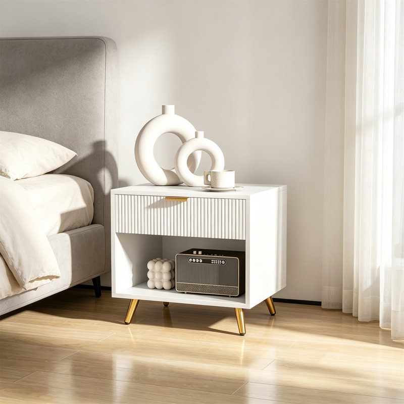 50 cm W Bedside Table, White