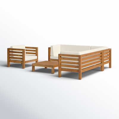 Maher Acacia 6 - Person Modular Patio Conversation Set with Cushions