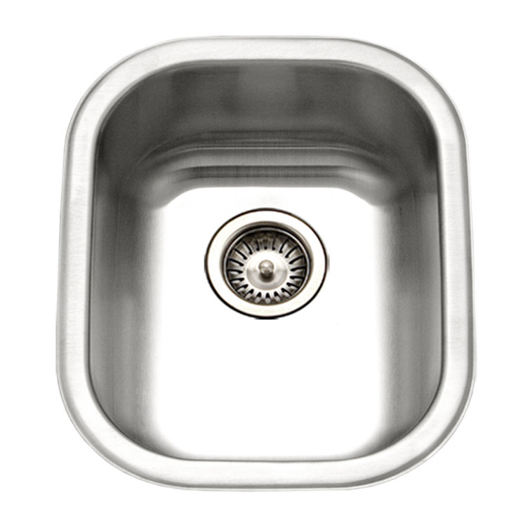 Houzer Club 14 inch Stainless Undermount Medium Bowl Bar Sink with Strainer and Grid - CS-1407-C